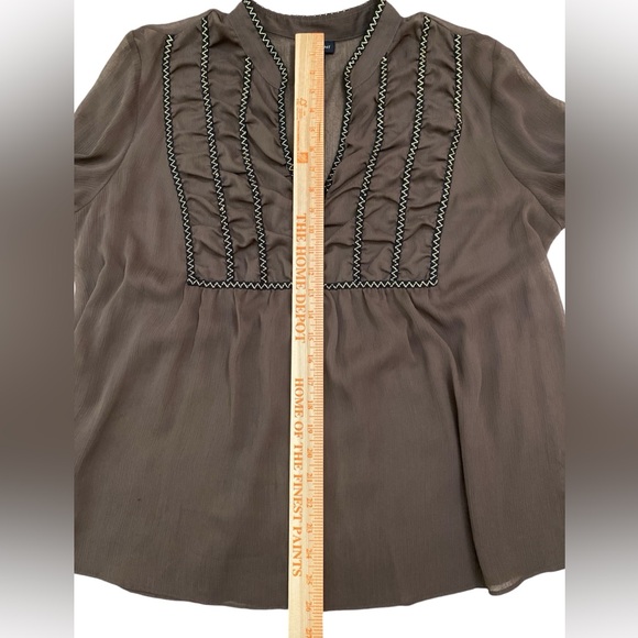 Lane Bryant brown sheer chiffon fairycore peasant top - Picture 6 of 7
